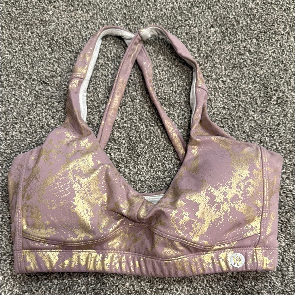 Elegant Gold and Pink Sports Bra